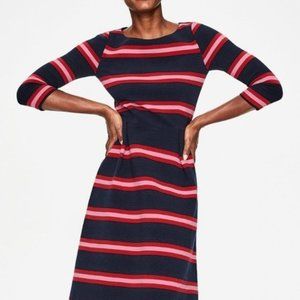 BODEN navy red pink Alma ottoman knit striped dress | 8P